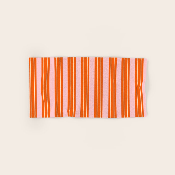 Playful Orange and Pink Stripe Bath Towel Gallery Image 1