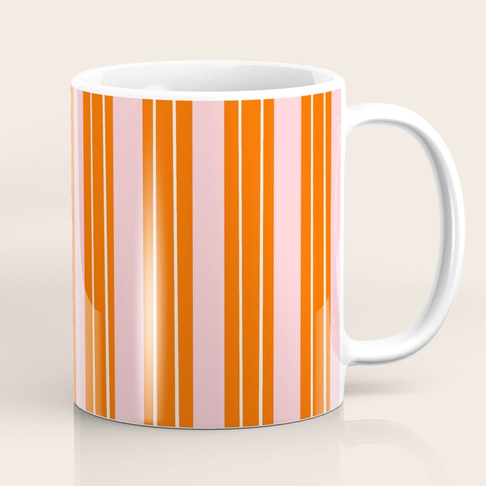 Playful Orange and Pink Stripe Coffee Mug Gallery Image 1