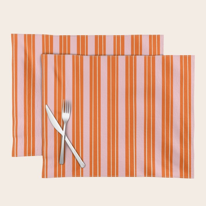 Playful Orange and Pink Stripe Placemat Gallery Image 1