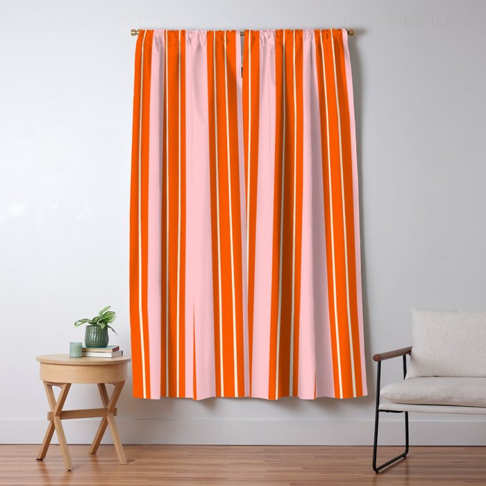 Playful Orange and Pink Stripe Window Curtain Gallery Image 5