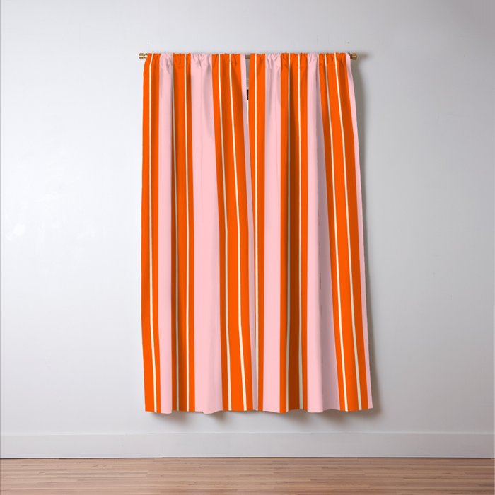 Playful Orange and Pink Stripe Window Curtain Gallery Image 3