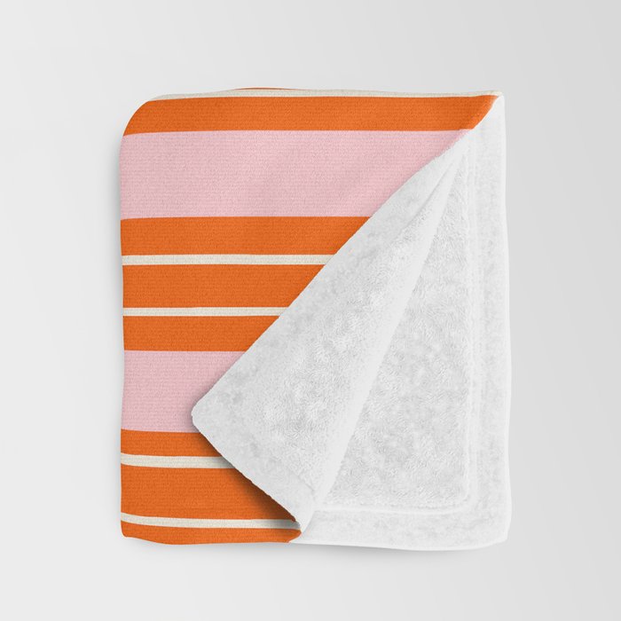 Playful Orange and Pink Stripe Throw Blanket Gallery Image 3