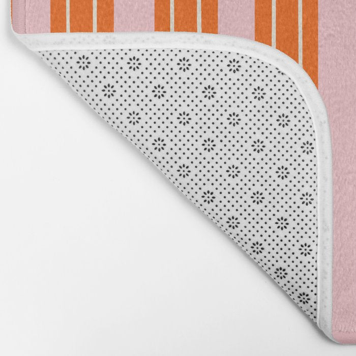 Playful Orange and Pink Stripe Bath Mat Gallery Image 2