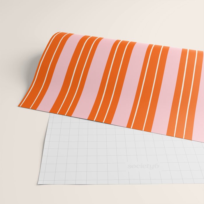 Playful Orange and Pink Stripe Wrapping Paper Gallery Image 2
