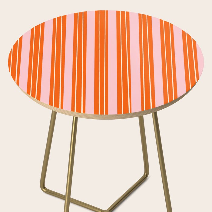 Playful Orange and Pink Stripe Side Table Gallery Image 2