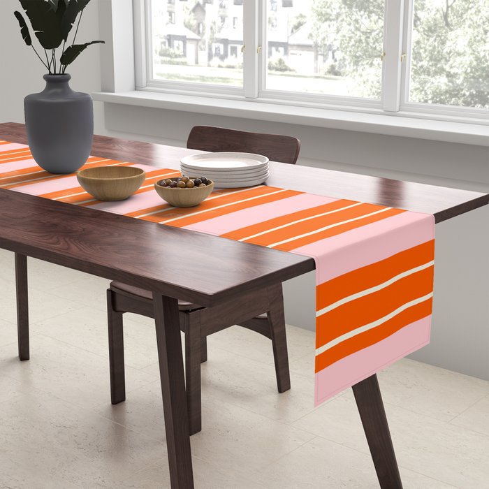 Playful Orange and Pink Stripe Table Runner Gallery Image 2