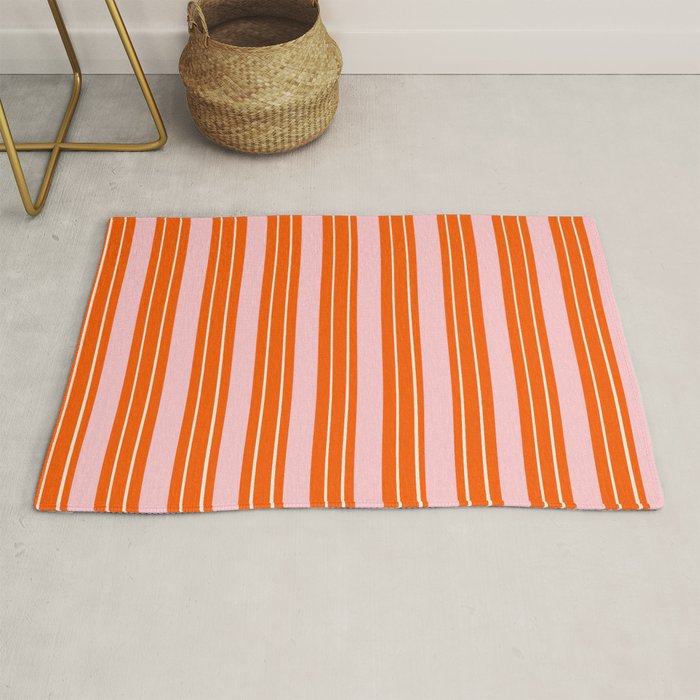 Playful Orange and Pink Stripe Rug Gallery Image 1