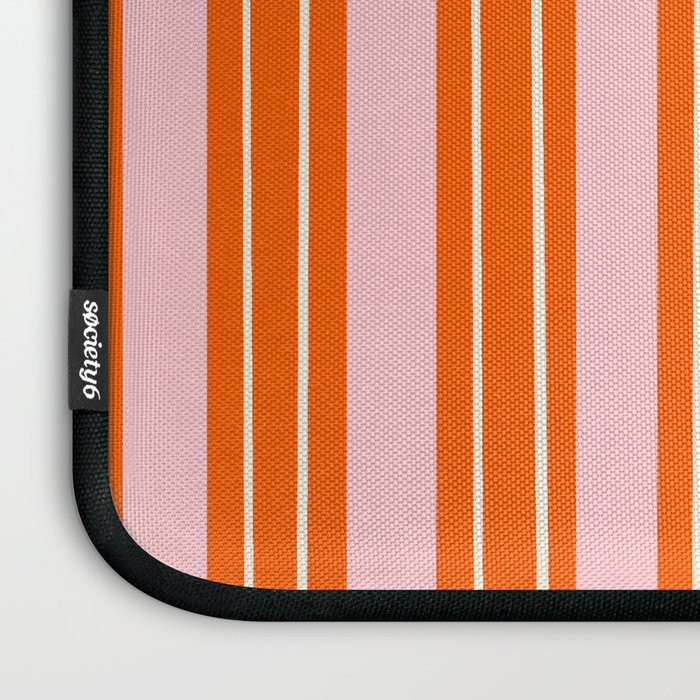 Playful Orange and Pink Stripe Laptop Sleeve Gallery Image 3