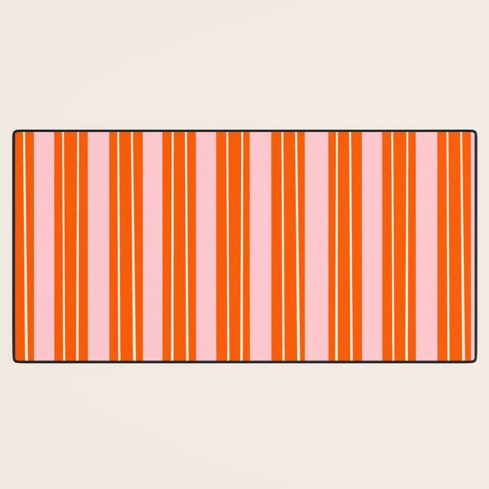 Playful Orange and Pink Stripe Desk Mat Gallery Image 3