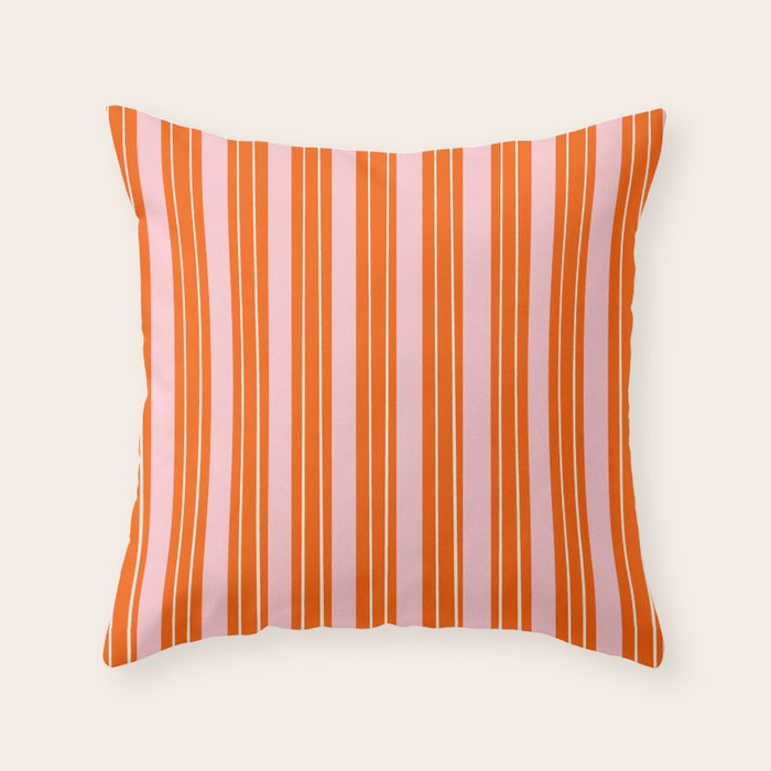 Playful Orange and Pink Stripe Throw Pillow Gallery Image 6