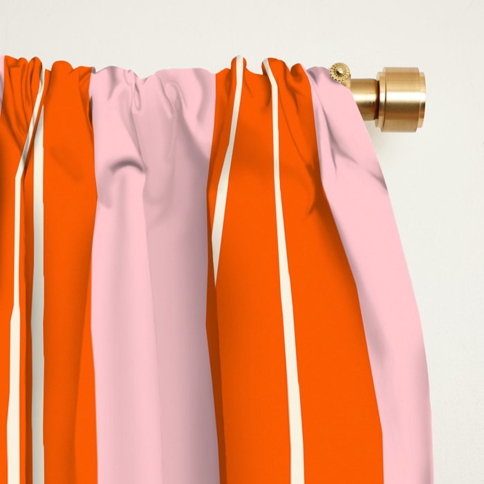 Playful Orange and Pink Stripe Window Curtain Gallery Image 2