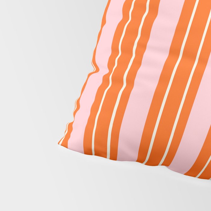 Playful Orange and Pink Stripe Pillow Sham Gallery Image 4