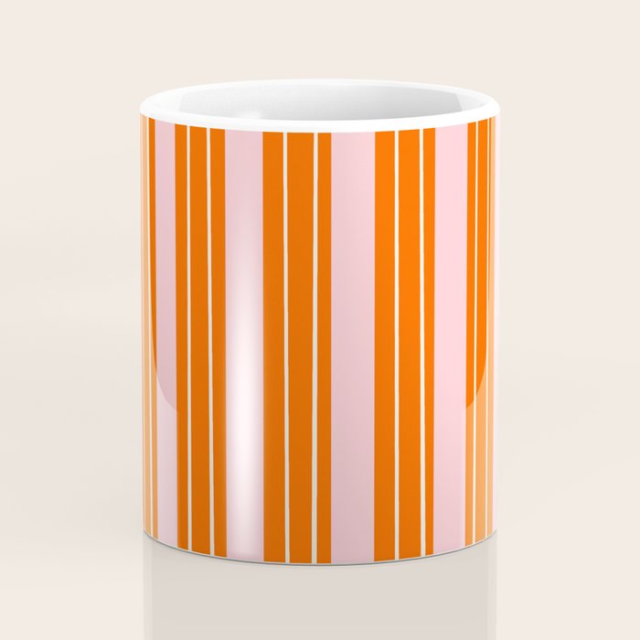 Playful Orange and Pink Stripe Coffee Mug Gallery Image 4