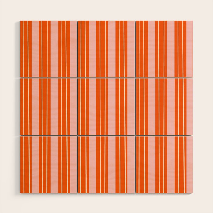 Playful Orange and Pink Stripe Wood Wall Art Gallery Image 1