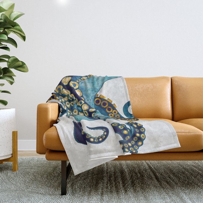 Metallic Octopus VI Throw Blanket Gallery Image 1