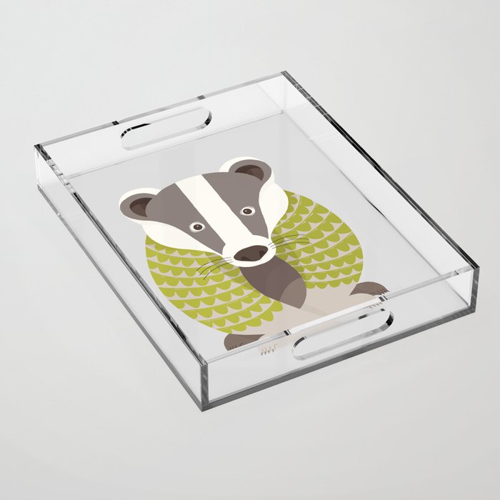 Whimsical Badger Acrylic Tray Gallery Image 1