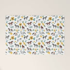 Horses and Sunflowers, Horse Art, Horse Decor, Yellow Flowers, Equestrian Art Welcome Mat Gallery Image 1