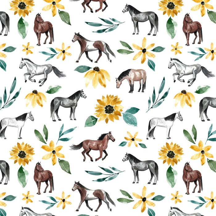 Horses and Sunflowers, Horse Art, Horse Decor, Yellow Flowers, Equestrian Art Coffee Mug Gallery Image 2