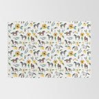 Horses and Sunflowers, Horse Art, Horse Decor, Yellow Flowers, Equestrian Art Rug Gallery Image 2