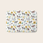Horses and Sunflowers, Horse Art, Horse Decor, Yellow Flowers, Equestrian Art Bath Mat Gallery Image 1
