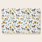 Horses and Sunflowers, Horse Art, Horse Decor, Yellow Flowers, Equestrian Art Cutting Board Gallery Image 1