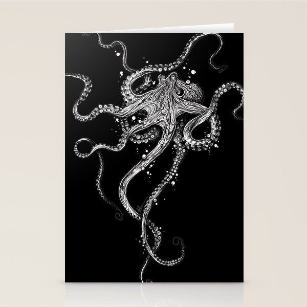 Octopus (black) Stationery Card Gallery Image 2