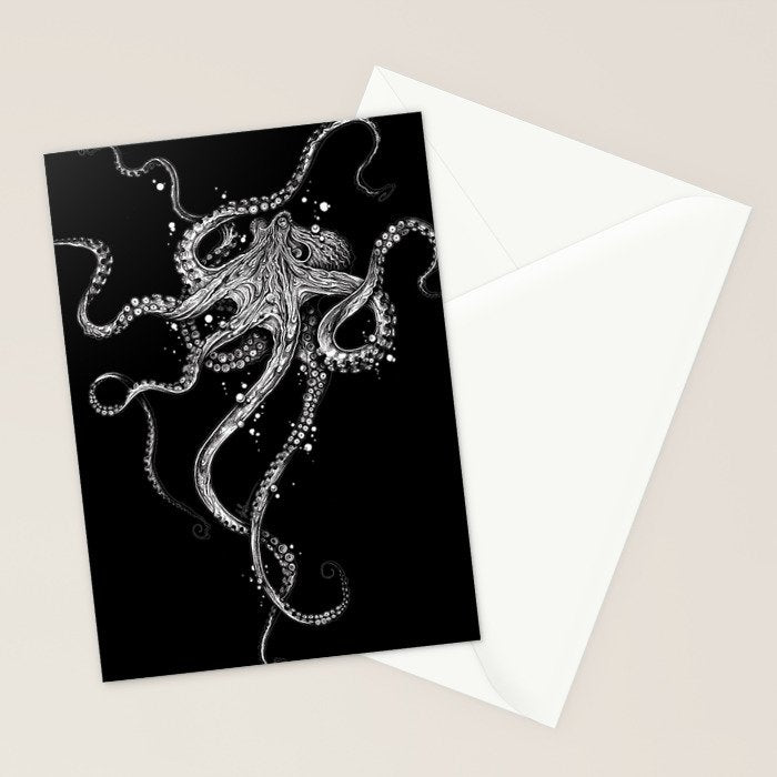 Octopus (black) Stationery Card Gallery Image 2