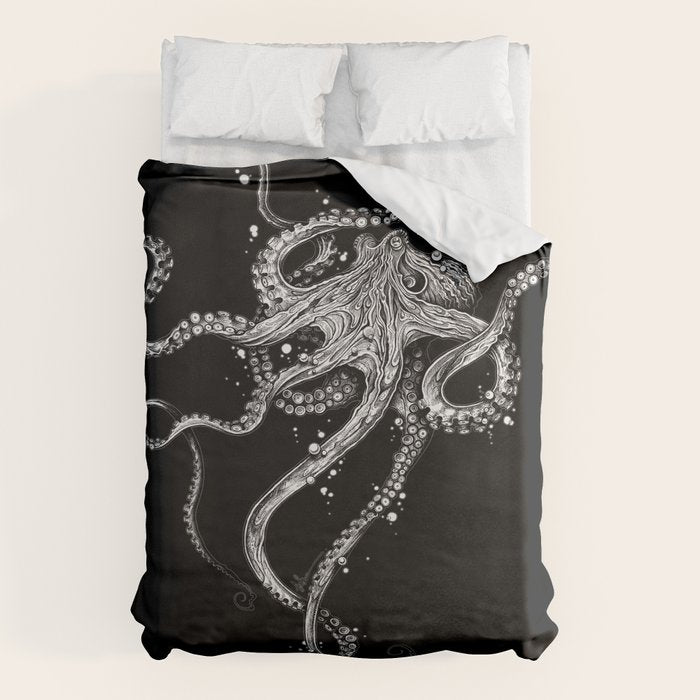 Octopus (black) Duvet Cover Gallery Image 1