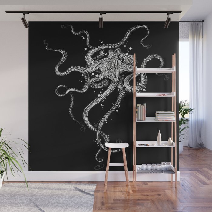Octopus (black) Wall Mural Gallery Image 1