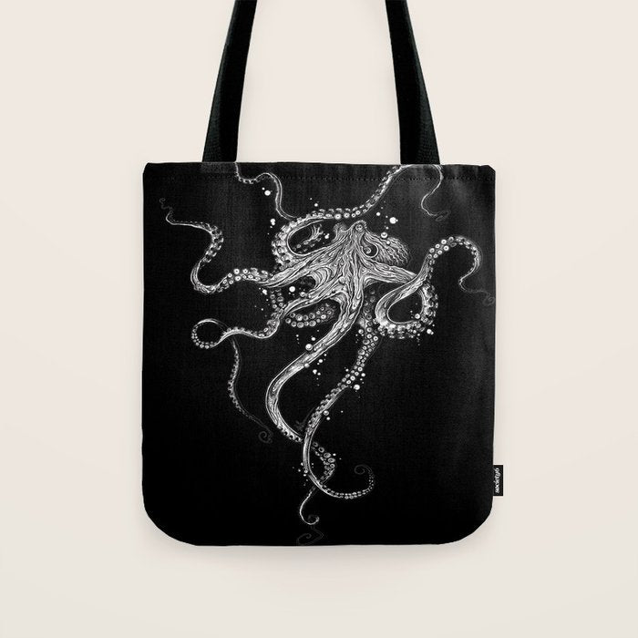 Octopus (black) Tote Bag Gallery Image 1