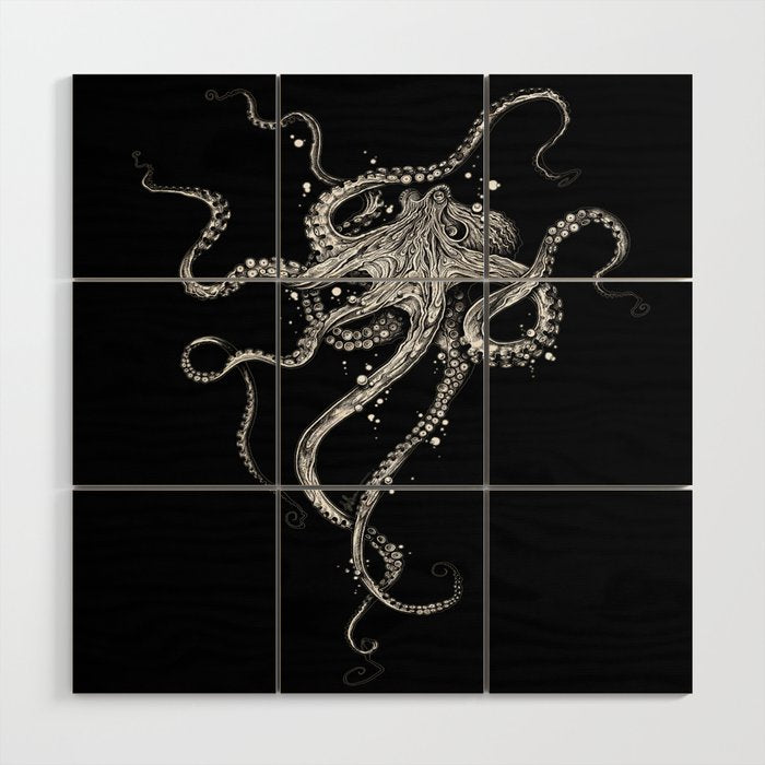 Octopus (black) Wood Wall Art Gallery Image 1