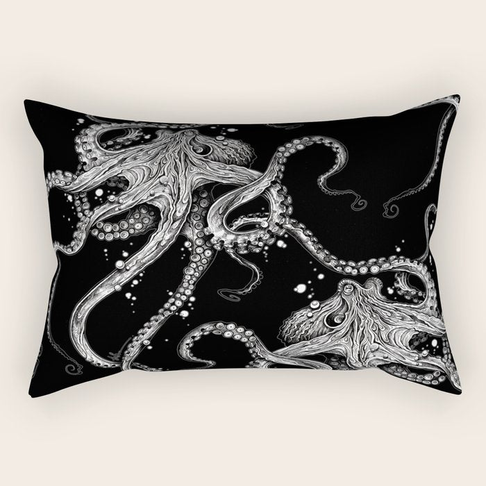 Octopus (black) Rectangular Pillow Gallery Image 2