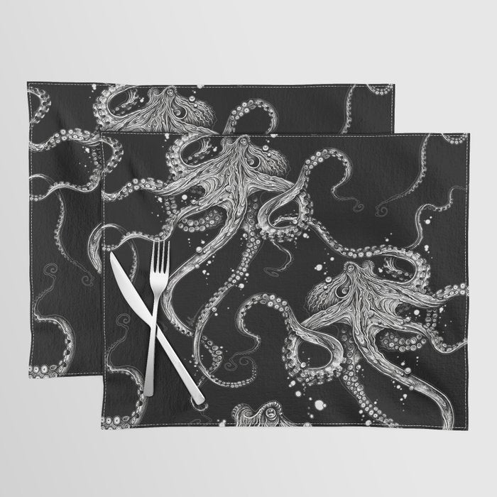 Octopus (black) Placemat Gallery Image 1
