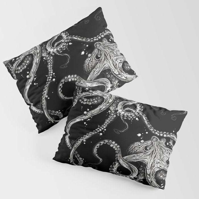 Octopus (black) Pillow Sham Gallery Image 1