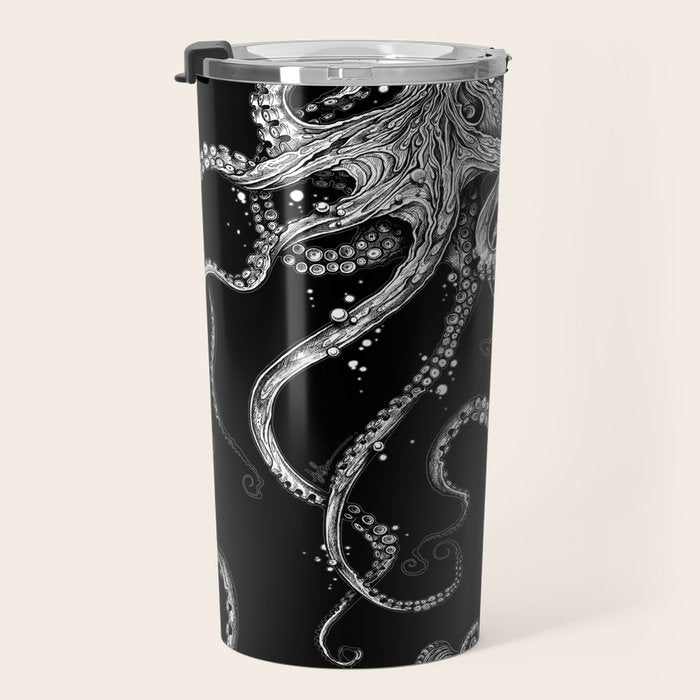 Octopus (black) Travel Mug Gallery Image 3