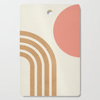Mid century modern pink Sun and Rainbow Cutting Board Gallery Image 1