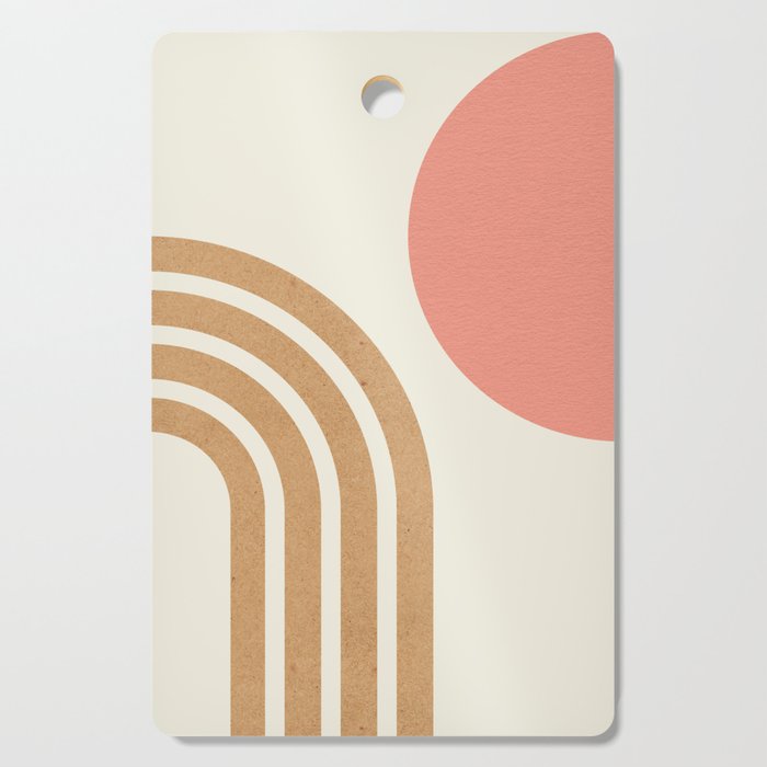 Mid century modern pink Sun and Rainbow Cutting Board Gallery Image 1