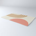 Mid century modern pink Sun and Rainbow Rug Gallery Image 3