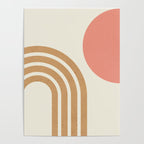 Mid century modern pink Sun and Rainbow Poster Gallery Image 4