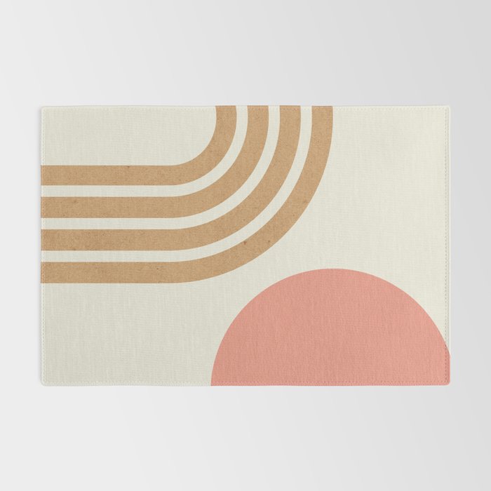 Mid century modern pink Sun and Rainbow Rug Gallery Image 2