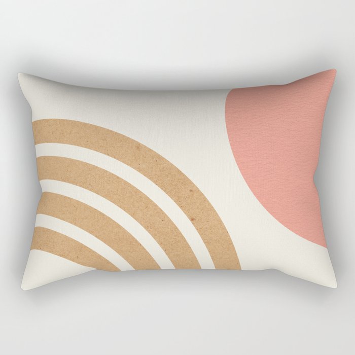 Mid century modern pink Sun and Rainbow Rectangular Pillow Gallery Image 2