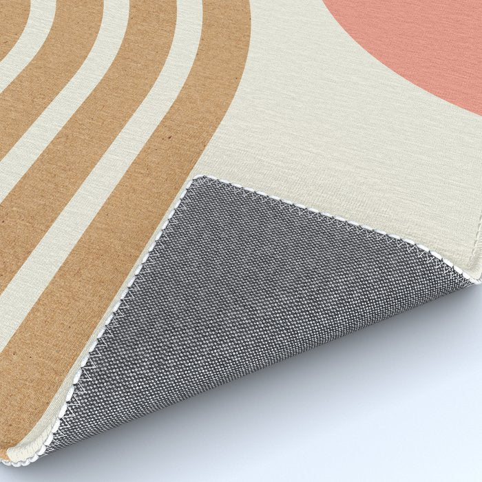 Mid century modern pink Sun and Rainbow Rug Gallery Image 4