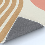 Mid century modern pink Sun and Rainbow Rug Gallery Image 4