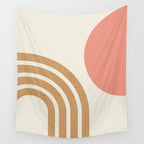 Mid century modern pink Sun and Rainbow Wall Tapestry Gallery Image 4