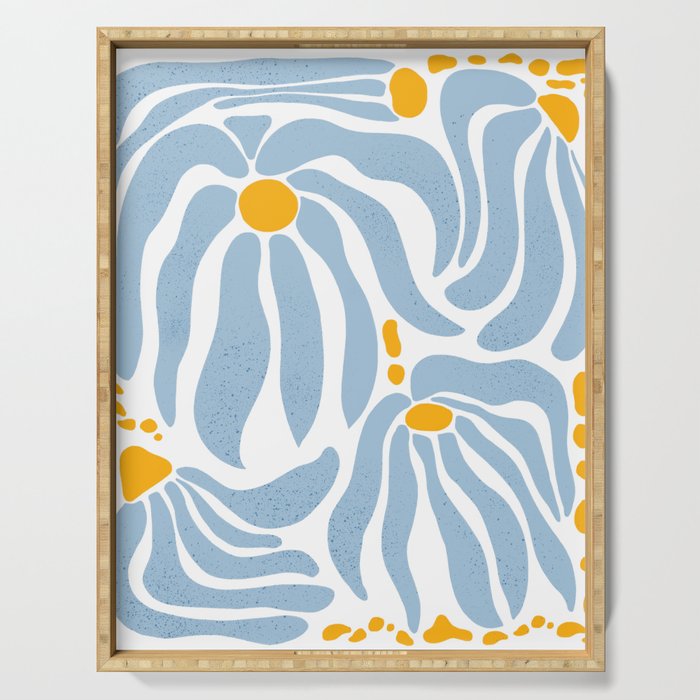 Light Blue flowers  Serving Tray Gallery Image 1