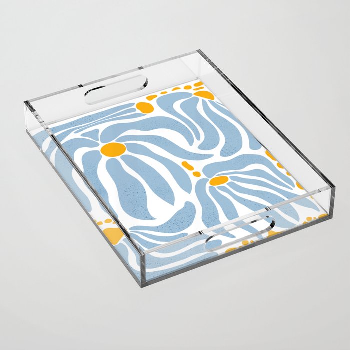 Light Blue flowers  Acrylic Tray Gallery Image 1