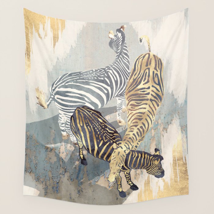 Metallic Zebras Wall Tapestry Gallery Image 1