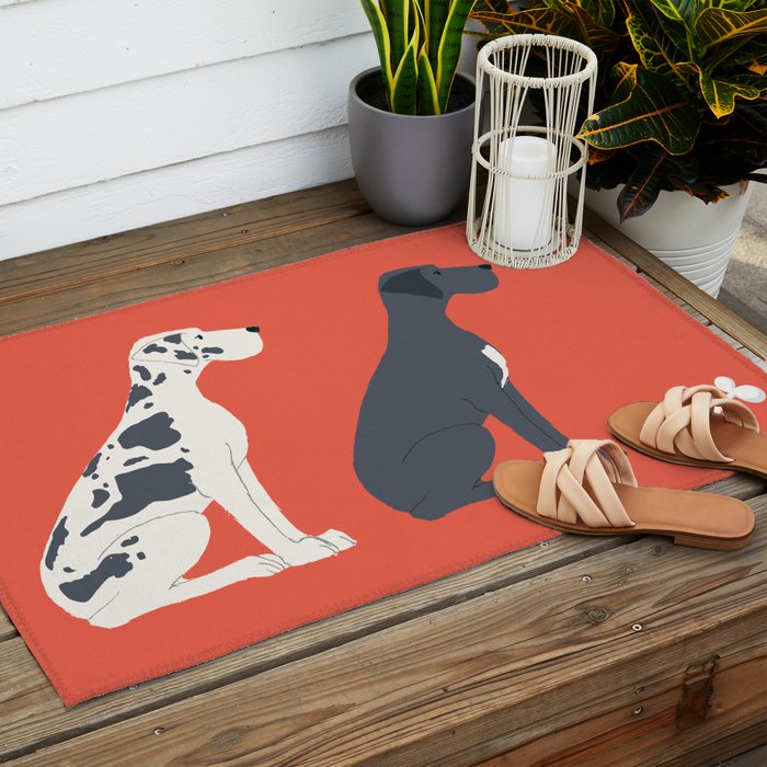 Great Dane Dog Illustration Outdoor Rug Gallery Image 2