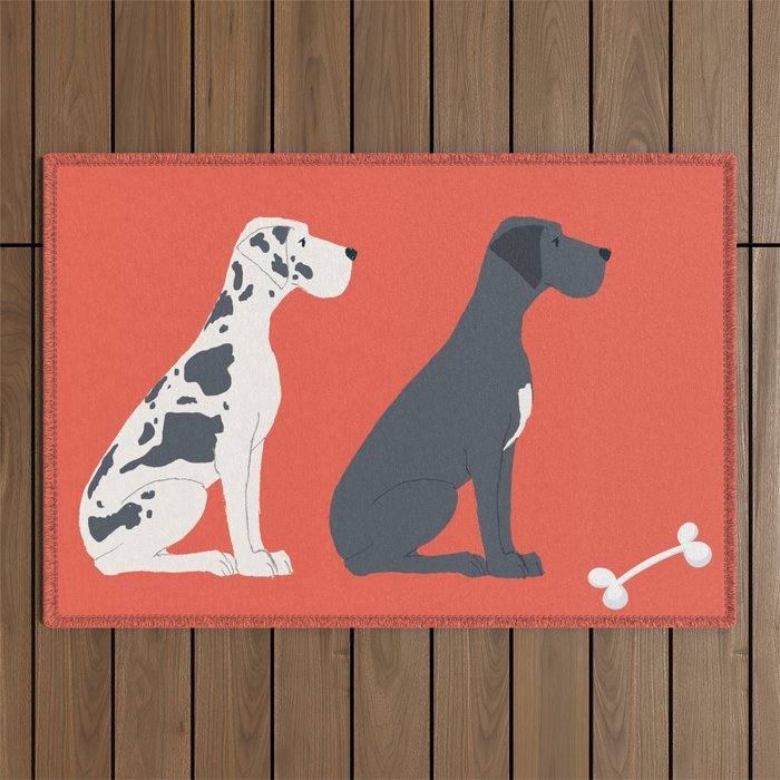Great Dane Dog Illustration Outdoor Rug Gallery Image 1