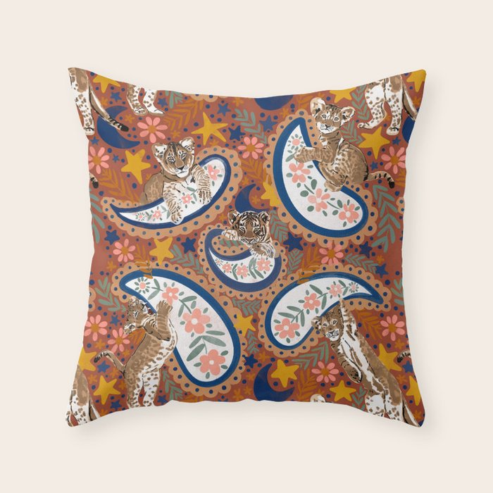 Celestial Sunset Leopard Cubs Throw Pillow Gallery Image 6